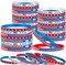 100 Pcs USA Rubber Wristbands Bulk American Flag Silicone Stretchable Bracelet Patriotic Veterans Rubber Bracelets Red White Blue